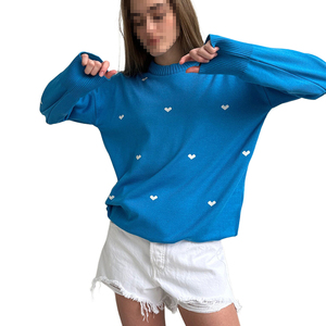 เสื้อสเวตเตอร์ผู้หญิงทรงหลวม คอวี แขนยาว พิมพ์ลายรูปหัวใจ สไตล์ดรอปโชว์เดอร์ ผลิตตามสั่งจากโรงงาน สำหรับฤดูใบไม้ร่วงและฤดูหนาว - Product Image 3