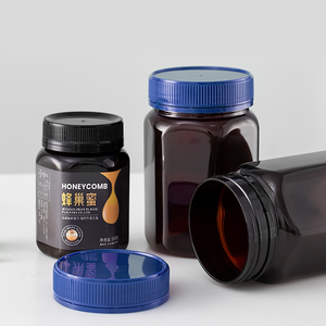 Hổ phách 500g 1000g hình lục giác Pet mật ong container lọ nhựa cho mật ong rỗng bao bì chai mật ong với làm xáo trộn Nắp rõ ràng - Product Image 1