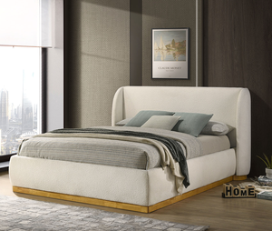 <b>Queen</b> <b>Size</b> Soft <b>Bed</b> Adjustable Convertible White Boucle Upholstered Wingback Headboard Modern Bedroom Furniture - Product Image 2