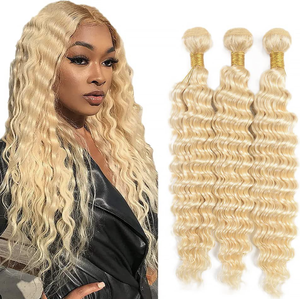 Lot de cheveux humains 613 Golden Hair Bundle Deep Wave 10 12 <span class=keywords><strong>14</strong></span> 16 18 20 pouces - Product Image 3