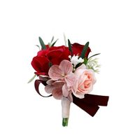 Fleurs artificielles pour mariage en plein air, rose, fleur de poignet pour demoiselle d'honneur, corsage pour marié et témoin
