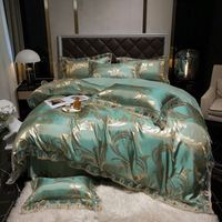 Europäisches Spitzen-Satin-Jacquard-Vierteiliges Set Luxuriöses Gewaschenes Seiden-Bettlaken und Bettbezug