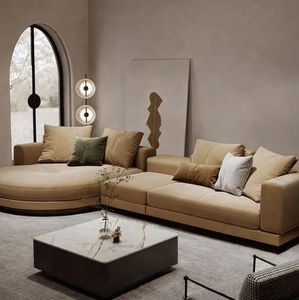 Ensemble de canapés modulaires de luxe moderne avec chaise longue incurvée, canapé de salon haut de gamme en tissu rembourré OEM ODM - Product Image 1
