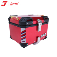 Coffre de moto JPAD 45L rouge à motif nid d'abeille, boîte à casque universelle pour moto, coffre arrière en alliage d'aluminium, bagage arrière