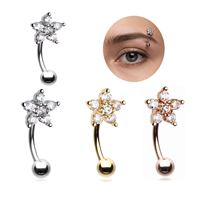 Nouveauté 2026 : Piercing Fleur pour Sourcil en Acier Inoxydable, Barbell Courbé pour Rook, Bijou Corporel Tendance pour Femmes et Hommes