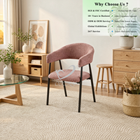 OKAY Meilleure Vente Fauteuil Bouclé Tendance Style Moderne pour Usage Commercial, Chaise de Salle à Manger d'Appoint en Tissu avec Dossier Courbé