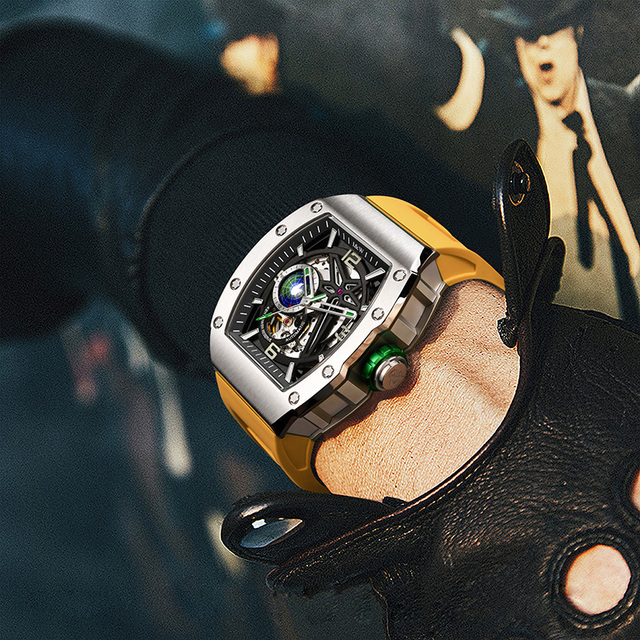 Hot Sale High Quality Pagani Design Skeleton Mechanical Watch for Men Yellow Luminous Dial Seiko Automatic Movement Hollow