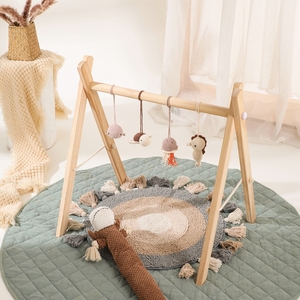 PTZ1540 cadre de Fitness triangulaire jouet pour bébé en bois avec tapis de jeu d'activité de gymnastique suspendu pour l'exercice et le jeu du nourrisson - Product Image 4