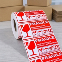 Étiquettes autocollantes personnalisées « Fragile », en rouleau, avec code-barres, pour usage artisanal, emballage, expédition, résistantes à l'eau.