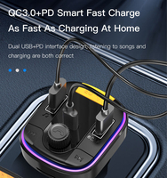 T832 Dernier modèle d'émetteur FM mains libres stéréo avec charge rapide QC3.0, chargeur de voiture et lecteur de musique MP3 pour voiture