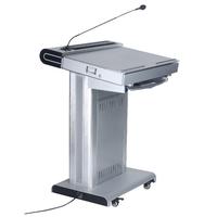 Pupitre à double écran pour salle de conférence, salle de réunion d'hôtel, moniteur interactif, pupitre intelligent, table de présentation en aluminium