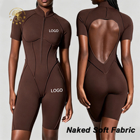 Combinaison de sport courte à dos ouvert, respirante, élastique, sculptante, pour fitness et compression, OEM Maker