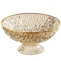 Luxe gepolijste gouden rand hoge fruit- en snoep schaal voor de woonkamer, voor het presenteren van desserts en snoepjes