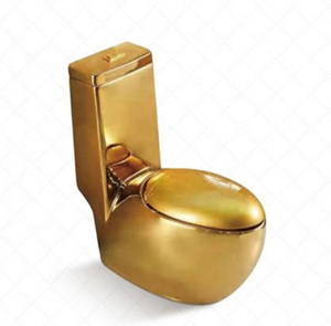 Toilettes en or de conception luxueuse, articles sanitaires populaires au Moyen-Orient, cuvette de toilettes monobloc en porcelaine - Product Image 1
