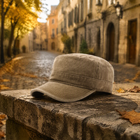 Casquette Cadet Vintage Délavée Sportive Formelle Style Urbain en Sergé de Coton à Visière Courte Unisexe Réglable Effet Vieilli Rétro Patrol