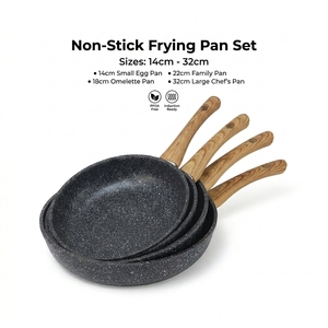 Poêle à frire antiadhésive en aluminium pressé avec revêtement pierre, poignée ergonomique effet bois, chaleur uniforme, sans PFOA, compatible induction et gaz - Product Image 4