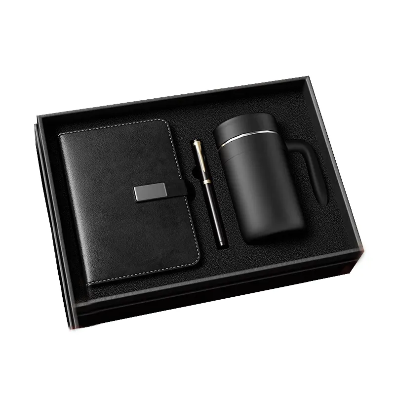 High quality display water bottle notebook and LED pen luxury business corporate gift set with customized logo