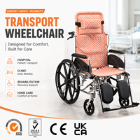 Fauteuil roulant manuel léger à cadre en aluminium avec dossier inclinable pour la rééducation thérapeutique et les soins aux patients