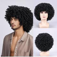 Perruque Courte Afro Frisée Synthétique en Gros avec Frange, Fibre Haute Densité, Bonnet en Maille Élastique, Résistante à la Chaleur, Transparente et Ajustable