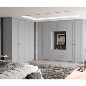 <span class=keywords><strong>Armoire</strong></span> moderne convertible pour chambre à coucher, petite, en <span class=keywords><strong>pin</strong></span> foncé, avec miroir et portes coulissantes - Product Image 3