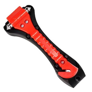 Marteau de secours avec lame intégrée et support pour briser les vitres de voiture et couper les ceintures de sécurité, en ABS rouge - Product Image 5