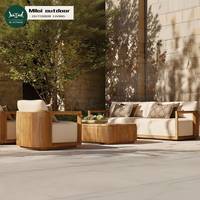 Ensemble de canapés d'extérieur en teck pour cour de villa de luxe, canapé rotatif, mobilier de patio, ensemble de canapés de jardin modernes imperméables