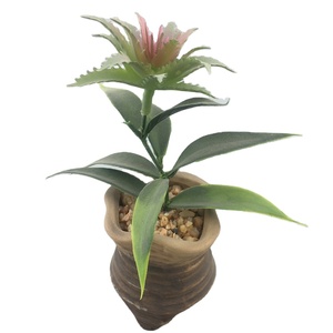 Wholesale Small Size Artificial High Quality Plastic Green Leaf Green Plant In Pot For Desk Decoration