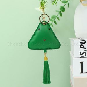 Encantador Colgante Triangular de Cuero PU con Borla, Bonito Colgante Hinchado Zongzi Bordado para Llavero, Bolso, Mochila y Accesorio para Coche - Product Image 4