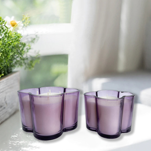 2025 <span class=keywords><strong>mejor</strong></span> precio forma de flor candelabros a rayas linternas tarro de cristal perfumado aromático hogar fragancia velas de Navidad - Product Image 2