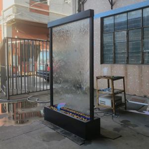 Fuente de agua en cascada con pared de cristal transparente para decoración de jardín y hogar con luz LED - Product Image 5