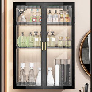 Étagère de rangement murale multi-niveaux pour salle de bain, armoire suspendue sans perforation pour toilettes, rangement pour cosmétiques et articles de toilette - Product Image 5