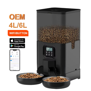 4L/6L OEM Dual-Napf Automatischer Hundefutterautomat mit WLAN-Steuerung, Haustierfutterspender mit Edelstahl-Napf und Zeitgesteuerter Speicherfunktion für Trockenfutter - Product Image 1