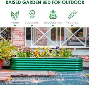 Customizable <b>8</b> Inches High 6 in 1 Modular Metal Raised Planter Bed for Vegetables Flowers Patio Ground Box - Product Image 3