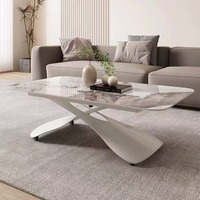 Table basse multifonctionnelle moderne extensible et réglable en hauteur, en acier inoxydable avec plateau en marbre, pour salon, meubles de maison