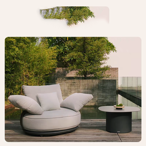 Meubles de patio extérieurs modernes et contemporains pour hôtel, en teck et aluminium, ensembles de canapés de loisirs pour usage en jardin - Product Image 3
