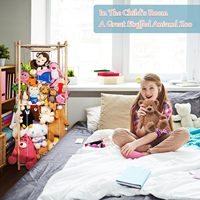Organisateur de jouets en bois sur le thème du zoo pour chambre d'enfant ou de salle de jeux Cage de table pour cadeau de rangement en peluche pour dessin ou récréation
