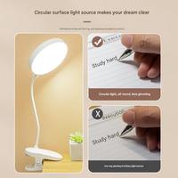 Lampe de table à clip LED avec support de téléphone, lumière de lecture flexible à col de cygne, rechargeable par USB, commande tactile