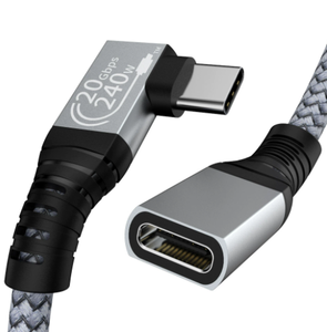 30cm nylon bện 90 độ USB cáp mở rộng ngắn góc phải U Loại C Cáp mở rộng Nam sang nữ - Product Image 2