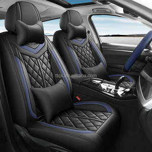 Coprisedili Auto in Pelle Nera Blu alla Moda, Copertura Completa, Morbidi, Traspiranti, Antimacchia per <span class=keywords><strong>Renault</strong></span> <span class=keywords><strong>Clio</strong></span> Megane Captur Koleos Arkana - Product Image 2
