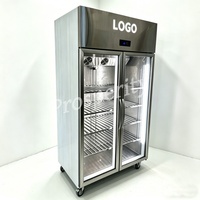 Lemari Penyimpanan Dapur Pintu Kaca Ganda Stainless Steel, Lemari Pajangan untuk Restoran Hotel Kafe Dapur