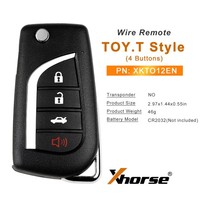 Xhorse XKTO12EN TOY.T Style (Flip-4BTN) Clé télécommande filaire de deuxième génération 5 pièces/lot