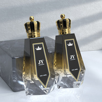 Flacon de parfum unique en forme de pyramide de 100 ml avec design de couronne en verre dégradé, logo personnalisé, conteneur de parfum vide de qualité supérieure