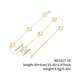 <span class=keywords><strong>Collar</strong></span> de Joyería Elegante Personalizado para Mujer, Chapado en Oro, <span class=keywords><strong>Collar</strong></span> de Acero Inoxidable con Trébol para Mujeres y Niñas - Product Image 3