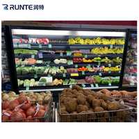 Réfrigérateur vitrine à rideau d'air certifié ISO pour supermarché, présentoir réfrigéré ouvert pour légumes et fruits