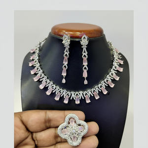 Best Fine American Diamond <b>Necklace</b> <b>Set</b> <b>Silver</b> Plated 11065515LPI Elegant Fine Jewelry - Product Image 2