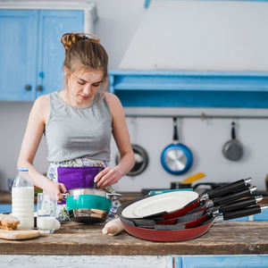 Protections pour casseroles et poêles en feutre épais imprimé, 3 tailles, motif végétal, pour empilage et utilisation en banquet - Product Image 6