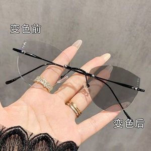 <b>Frameless</b> Cut Edge Photographic Color-Changing Cyber Celebrity Nearby Mirror Pure Gold Silk <b>Frameless</b> Ultra Light Glasses <b>Frame</b> - Product Image 6
