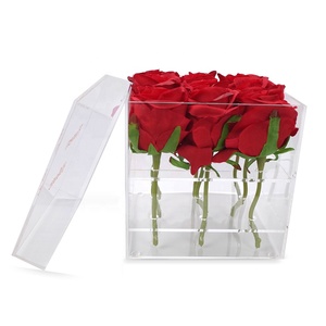 Venta al por mayor de fábrica, soporte de flores acrílico transparente, cajas de rosas, contenedor de almacenamiento, caja de flores acrílicas para flores - Product Image 1