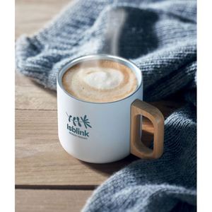 Custom Logo 350ml Modern Double Wall Stainless Steel <b>Bamboo</b> Reusable Cup with Wooden Handle Eco Promotional Silk <b>Screen</b> Printed - Product Image 3