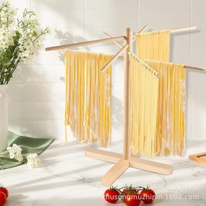 Égouttoir à nouilles en bois rond suspendu, support pour baguettes et cuillères, couleur bois naturel, assemblage requis - Product Image 2